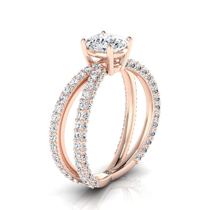 ตัวเรือนแหวนหมั้นเพชร Sadie ทรงคุชชั่น ฝังปาเว่ ทองคำชมพู 14K จาก RockHer