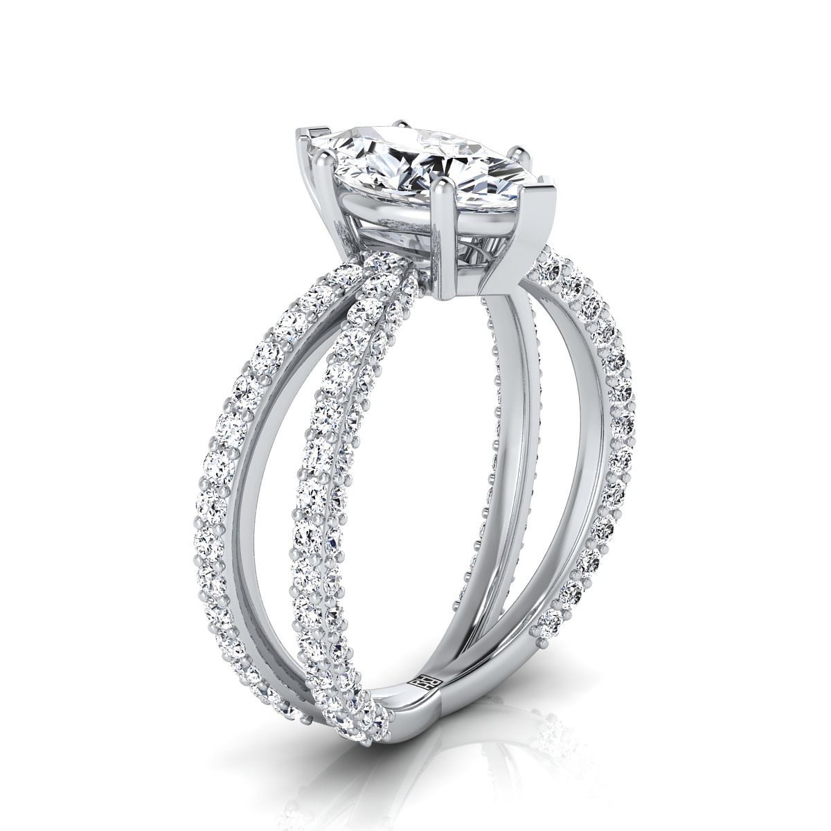 Criss Cross Open Pavé Marquise, in Platinum, pave setting – side profile | RockHer