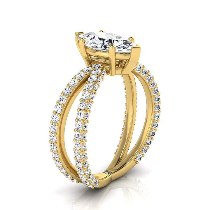 Criss Cross Open Pavé Marquise, in 18K Yellow Gold, pave setting – side profile | RockHer