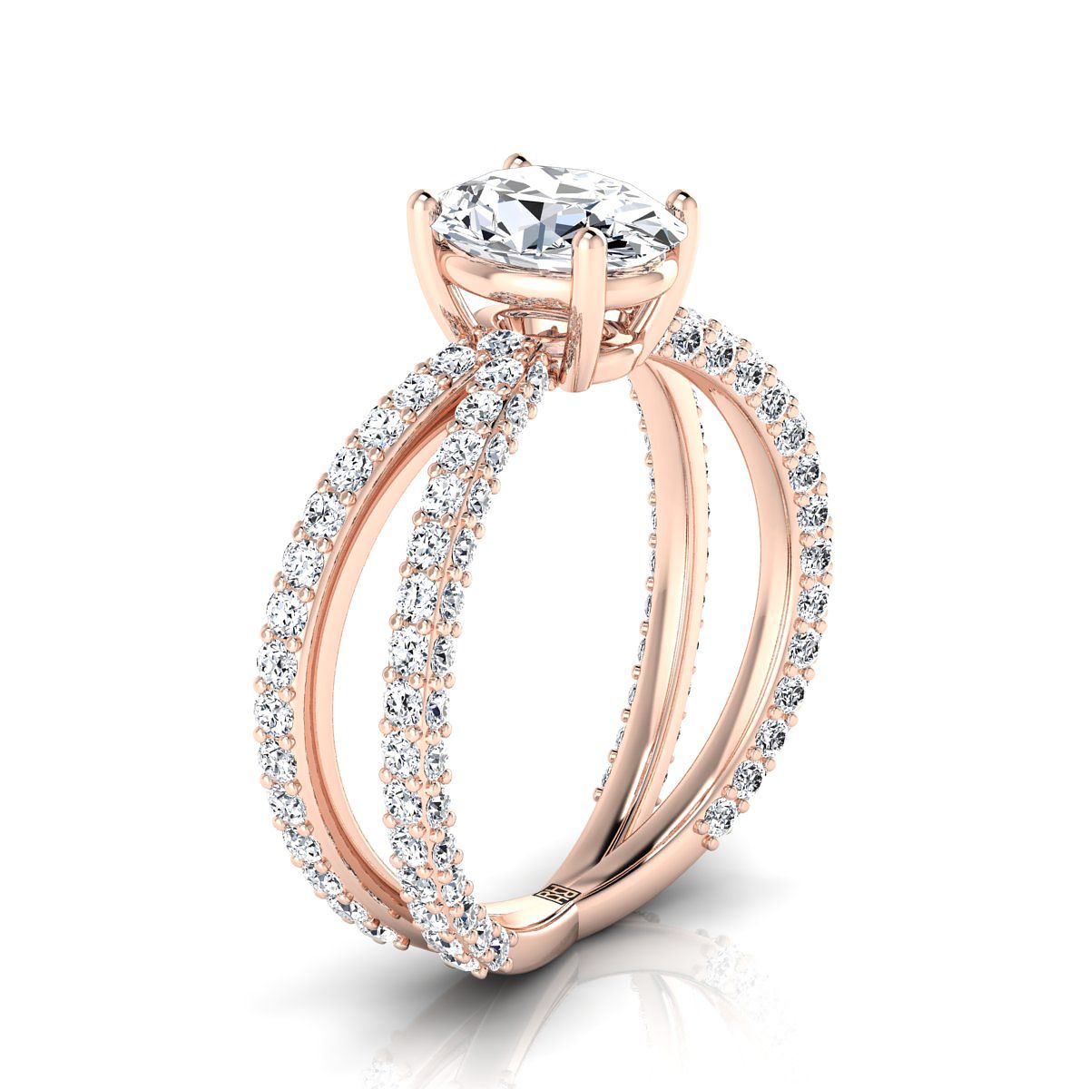 Criss Cross Open Pavé Oval, in 14K Rose Gold, pave setting – view 9 | RockHer