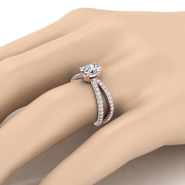 Criss Cross Open Pavé Oval, in 14K Rose Gold, pave setting – view 10 | RockHer