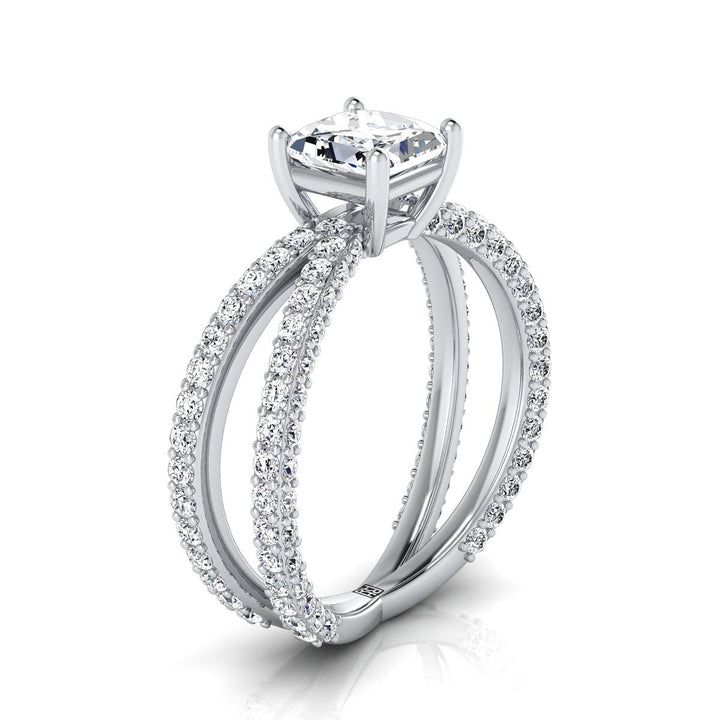 Criss Cross Open Pavé Princess, in 18K White Gold, pave setting – side profile | RockHer
