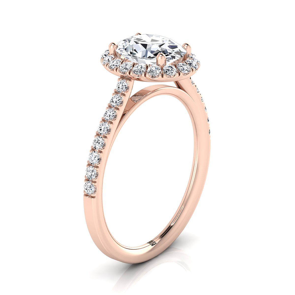 Petite French Pavé Halo Oval, in 14K Rose Gold, pave setting – view 9 | RockHer
