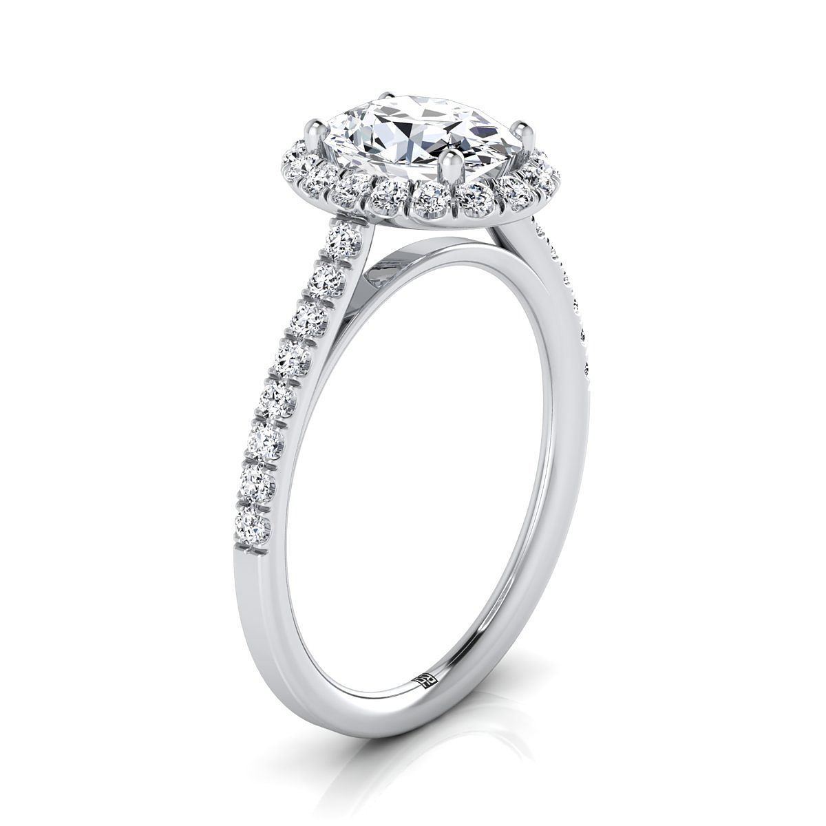 Petite French Pavé Halo Oval, in 18K White Gold, pave setting – view 9 | RockHer