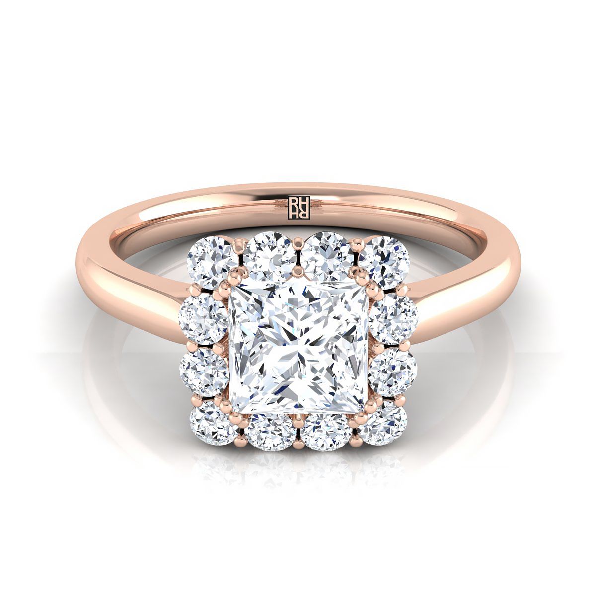 Floral Prong Halo Princess, in 14K Rose Gold | RockHer