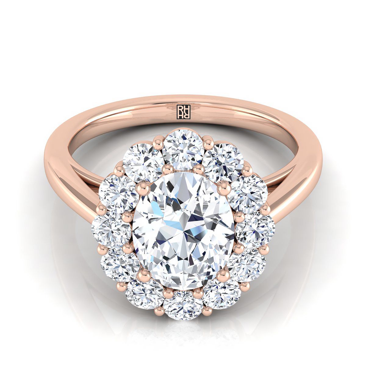 Floral Prong Halo Oval, in 14K Rose Gold | RockHer