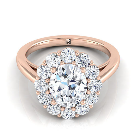 Floral Prong Halo Oval, in 14K Rose Gold | RockHer
