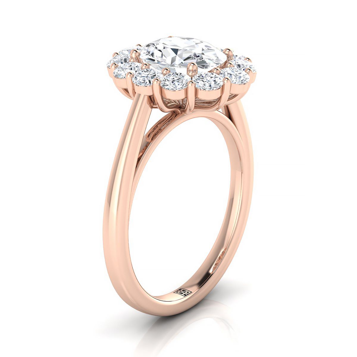 Floral Prong Halo Oval, in 14K Rose Gold – side profile | RockHer