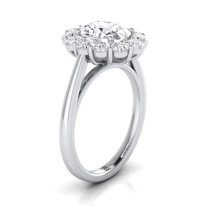 Floral Prong Halo Oval, in Platinum – view 9 | RockHer