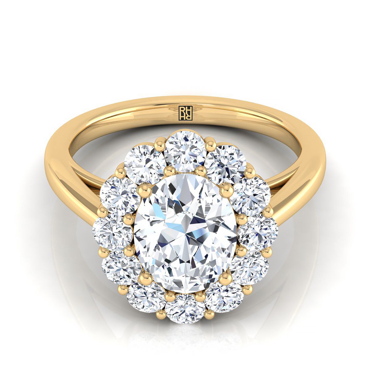 Floral Prong Halo Oval, in 18K Yellow Gold | RockHer