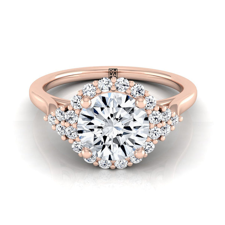 Round Brilliant, Scroll Gallery Halo, in 14K Rose Gold, pave setting – view 8 | RockHer