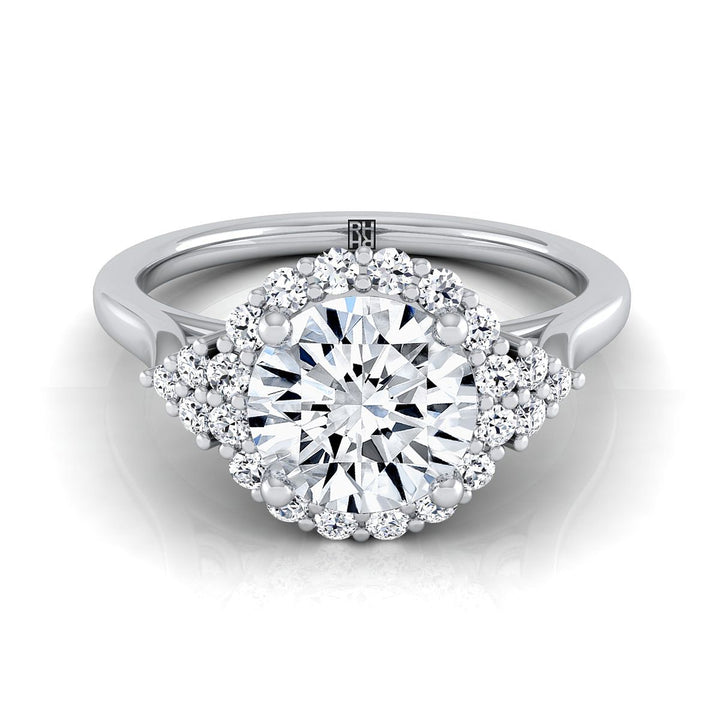 Round Brilliant, Scroll Gallery Halo, in 18K White Gold, pave setting – view 8 | RockHer