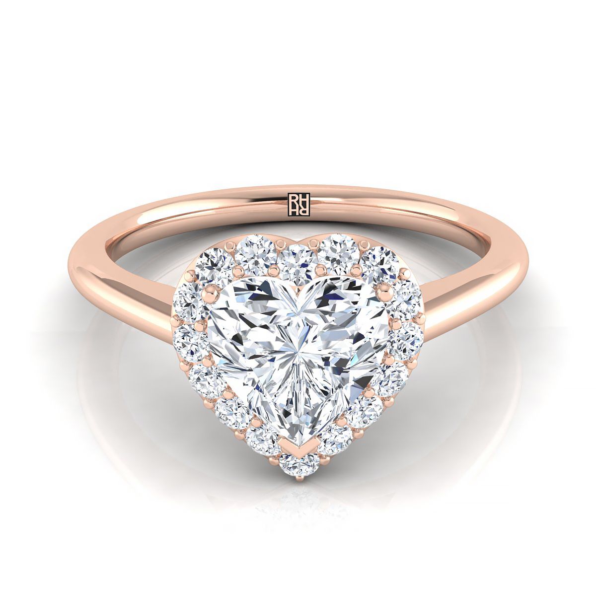 ตัวเรือนแหวนหมั้นเพชร Etta ทรงหัวใจ ฝังปาเว่ ทองคำชมพู 14K จาก RockHer
