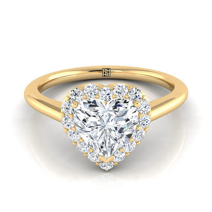 ตัวเรือนแหวนหมั้นเพชร Etta ทรงหัวใจ ฝังปาเว่ ทองคำเหลือง 18K จาก RockHer