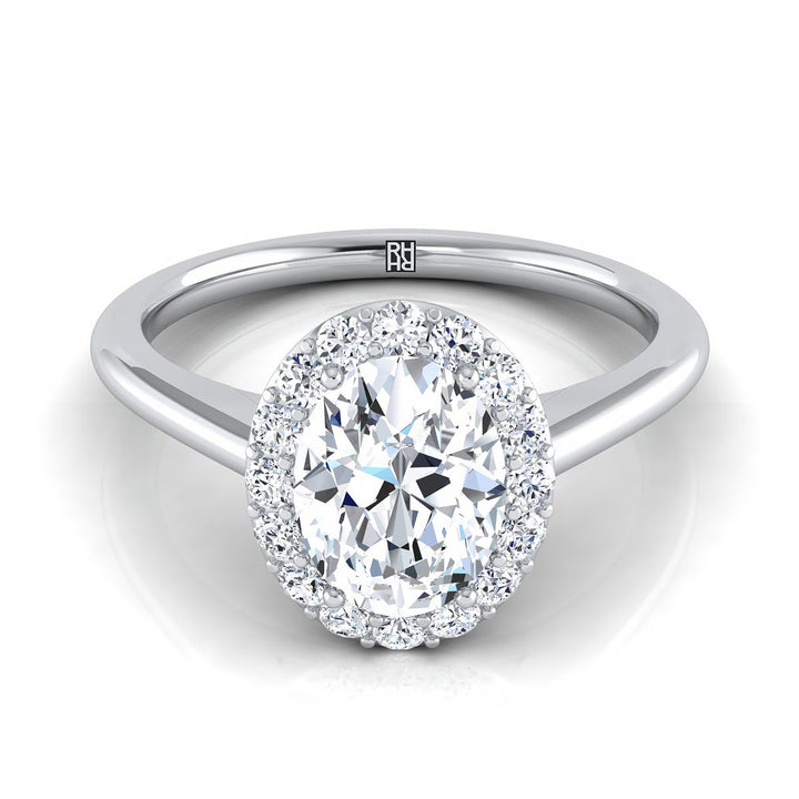 Etta Select classic shared prong halo oval oval ring in 14K White Gold — view — RockHer