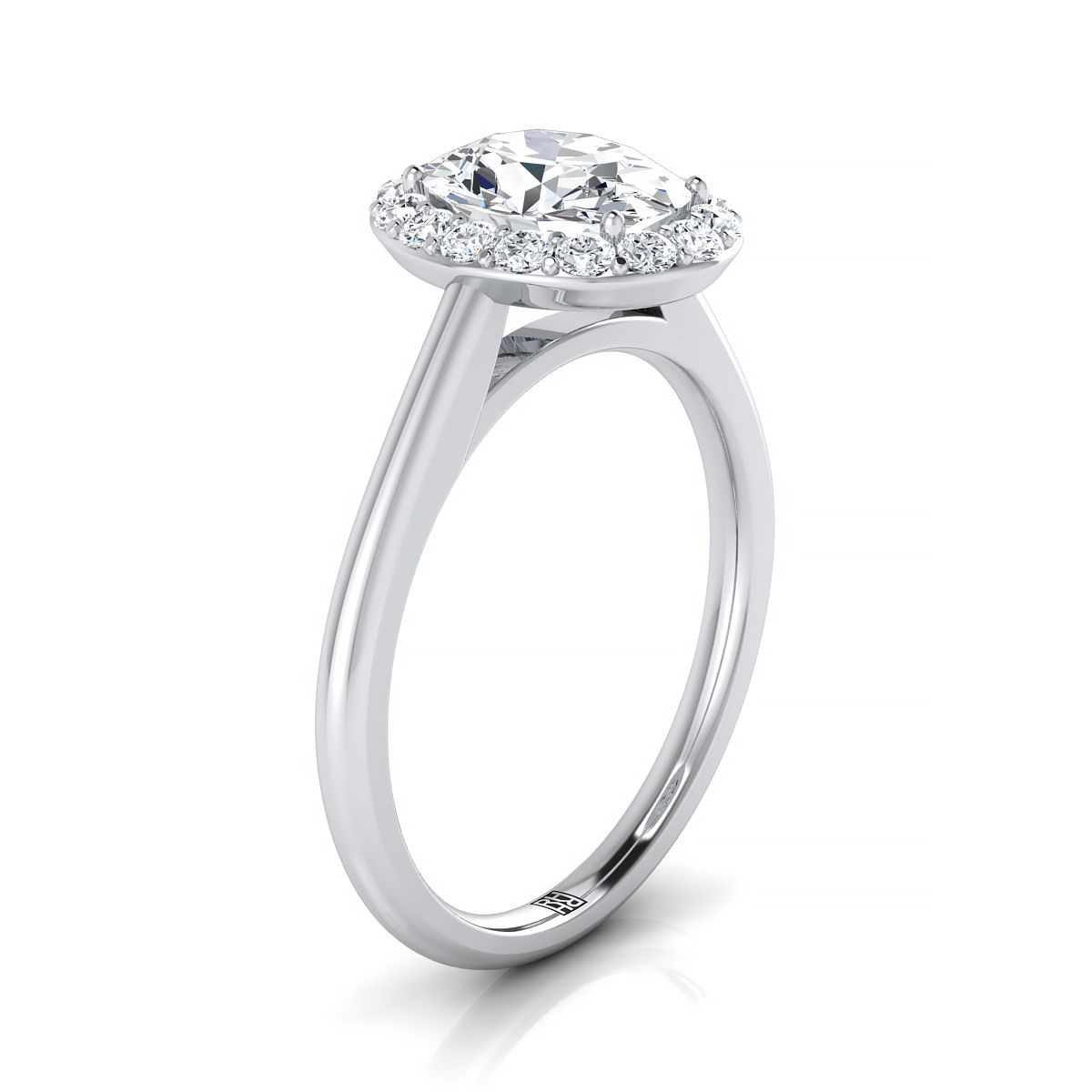 Classic Shared Prong Halo Oval, in 18K White Gold, pave setting – view 9 | RockHer