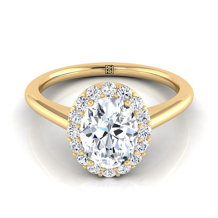 Etta Select classic shared prong halo oval oval ring in 14K Yellow Gold — view — RockHer