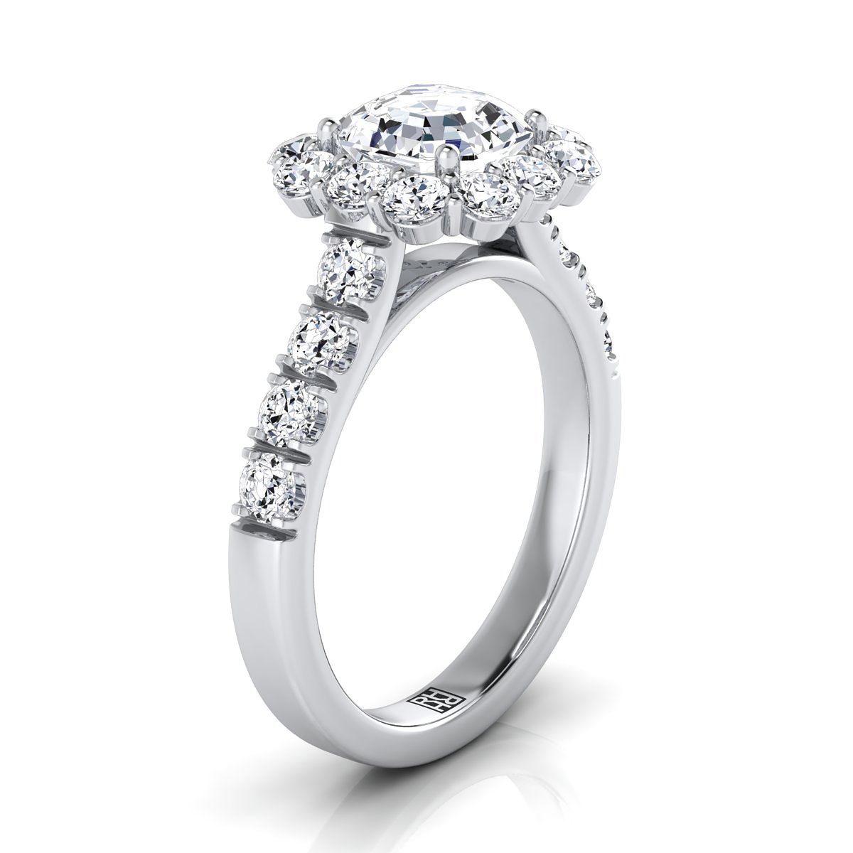 ตัวเรือนแหวนหมั้นเพชร Alannah ทรงแอชเชอร์ ฝังหนาม ทองคำขาว 18K จาก RockHer