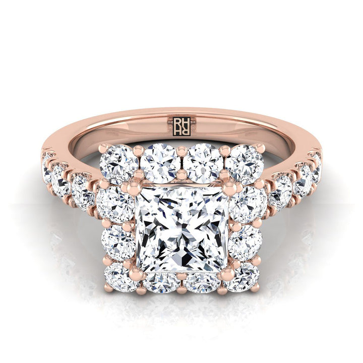ตัวเรือนแหวนหมั้นเพชร Alannah ทรงปริ๊นเซส ฝังหนาม ทองคำชมพู 14K จาก RockHer