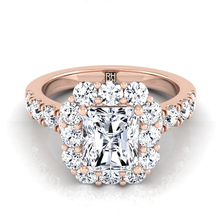 ตัวเรือนแหวนหมั้นเพชร Alannah ทรงเรเดียนท์ ฝังหนาม ทองคำชมพู 14K จาก RockHer