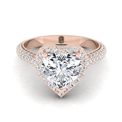 ตัวเรือนแหวนหมั้นเพชร Ella ทรงหัวใจ ฝังปาเว่ ทองคำชมพู 14K จาก RockHer