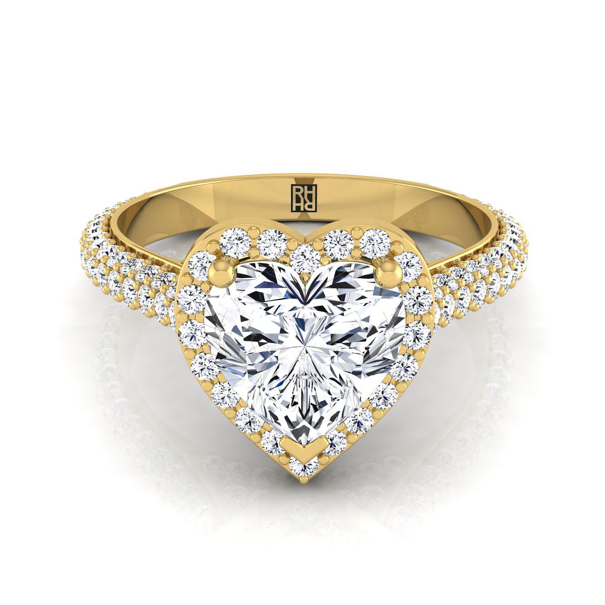 ตัวเรือนแหวนหมั้นเพชร Ella ทรงหัวใจ ฝังปาเว่ ทองคำเหลือง 18K จาก RockHer