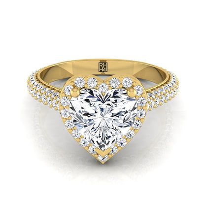 ตัวเรือนแหวนหมั้นเพชร Ella ทรงหัวใจ ฝังปาเว่ ทองคำเหลือง 18K จาก RockHer