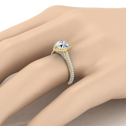 ตัวเรือนแหวนหมั้นเพชร Ella ทรงหัวใจ ฝังปาเว่ ทองคำเหลือง 18K จาก RockHer