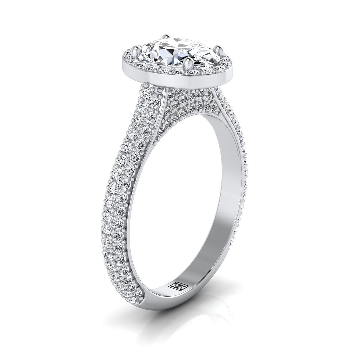 Micro-Pavé Triple Row Halo Oval, in Platinum, pave setting – view 9 | RockHer