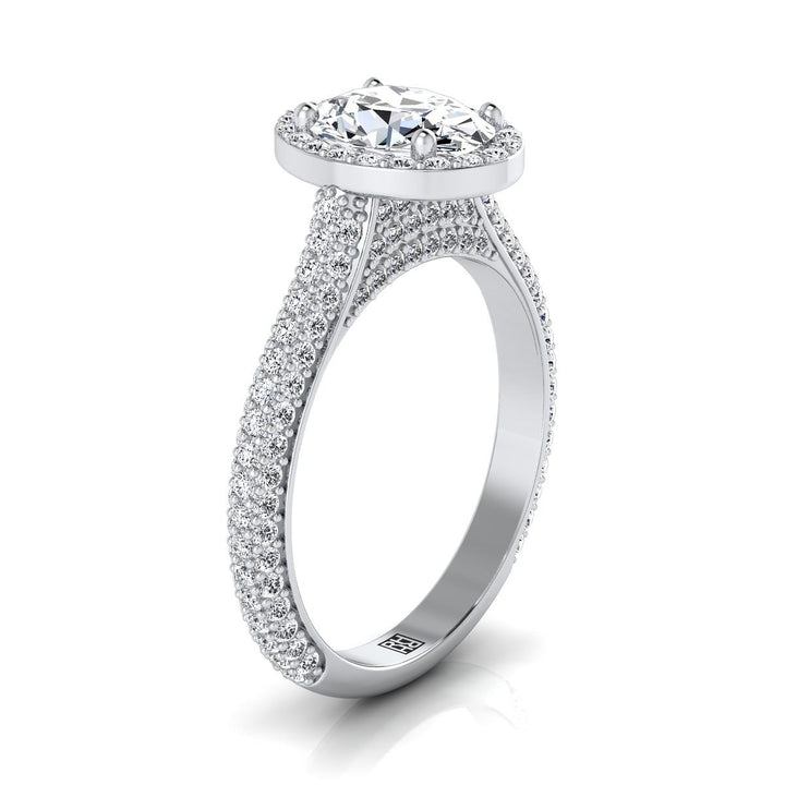 Micro-Pavé Triple Row Halo Oval, in 18K White Gold, pave setting – view 9 | RockHer