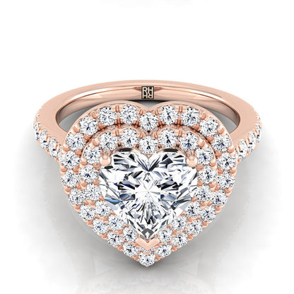 ตัวเรือนแหวนหมั้นเพชร Whitney ทรงหัวใจ ฝังปาเว่ ทองคำชมพู 14K จาก RockHer