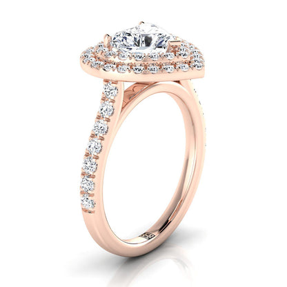ตัวเรือนแหวนหมั้นเพชร Whitney ทรงหัวใจ ฝังปาเว่ ทองคำชมพู 14K จาก RockHer