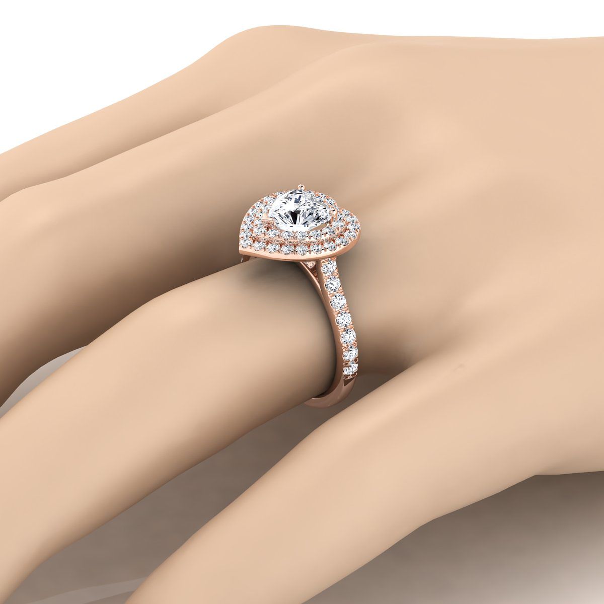ตัวเรือนแหวนหมั้นเพชร Whitney ทรงหัวใจ ฝังปาเว่ ทองคำชมพู 14K จาก RockHer