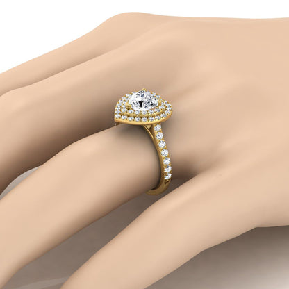 ตัวเรือนแหวนหมั้นเพชร Whitney ทรงหัวใจ ฝังปาเว่ ทองคำเหลือง 18K จาก RockHer