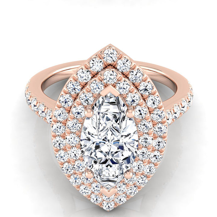 ตัวเรือนแหวนหมั้นเพชร Whitney ทรงมาคี ฝังปาเว่ ทองคำชมพู 14K จาก RockHer