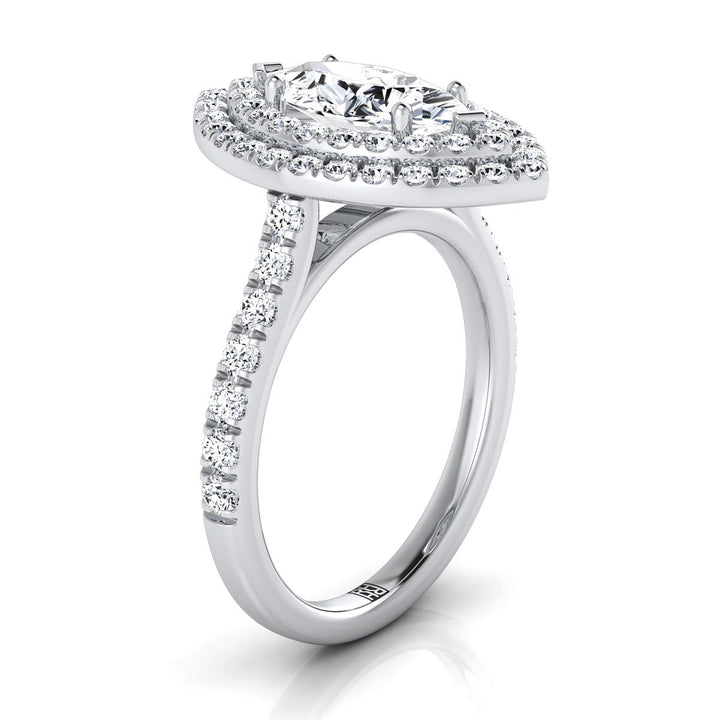 Double Pavé Halo Linear Band Marquise, in Platinum, pave setting – side profile | RockHer