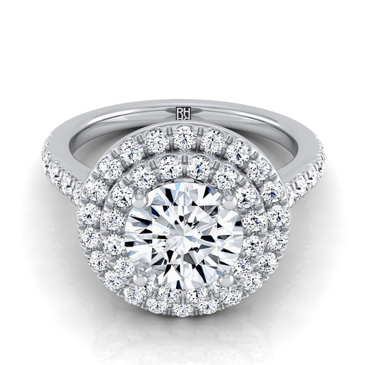 Round Brilliant, Double Pavé Halo Linear Band, in Platinum, pave setting | RockHer