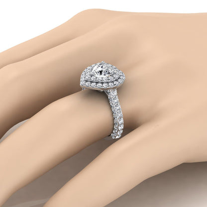 ตัวเรือนแหวนหมั้นเพชร Dinah ทรงหัวใจ ฝังปาเว่ ทองคำขาว 18K จาก RockHer