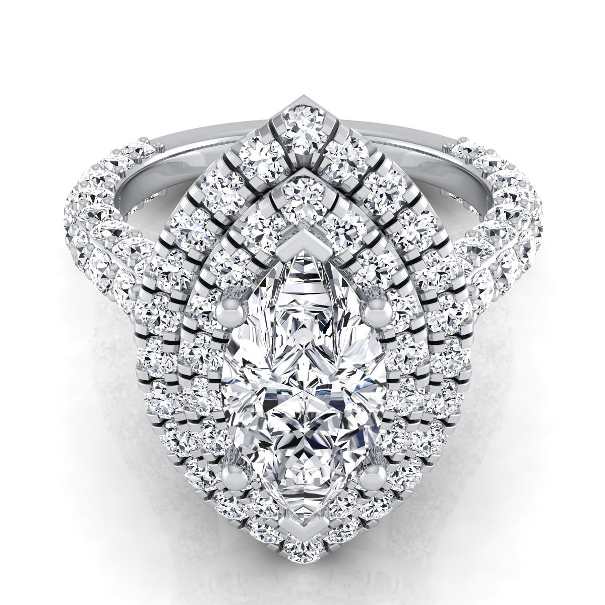 Bold Double Halo Marquise, in Platinum, pave setting | RockHer