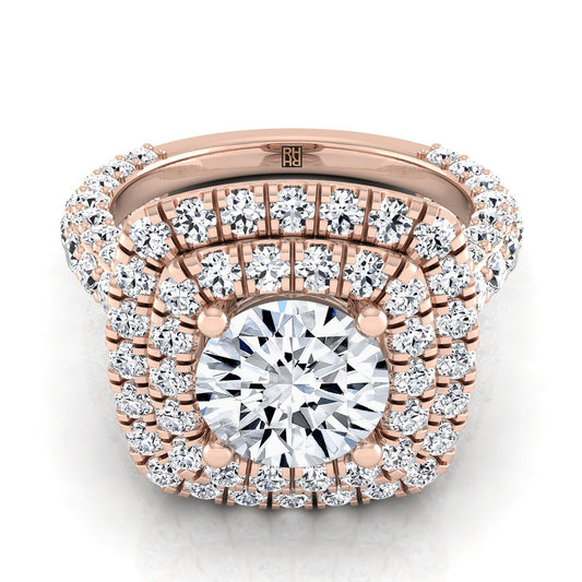 Round Brilliant, Bold Double Halo, in 14K Rose Gold, pave setting | RockHer
