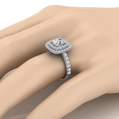 ตัวเรือนแหวนหมั้นเพชร Dixie ทรงกลม ฝังปาเว่ ทองคำขาว 18K จาก RockHer