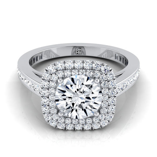 Round Brilliant, Double Halo Channel Band, in Platinum, pave setting | RockHer