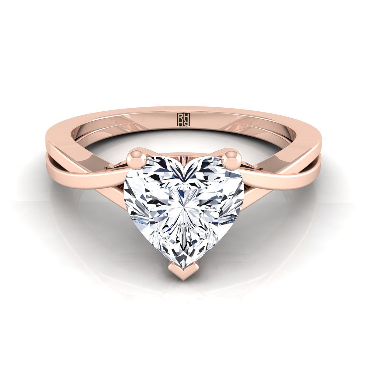 ตัวเรือนแหวนหมั้น Priscilla ทรงหัวใจ ฝังหนาม ทองคำชมพู 14K จาก RockHer