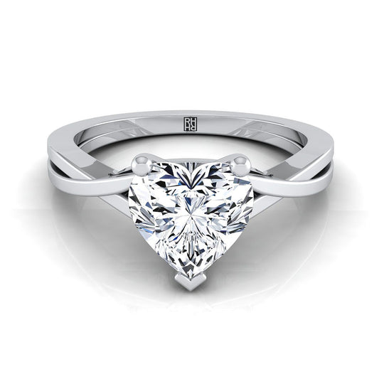 Delicate Twist Cathedral Solitaire Heart Shape, in Platinum, prong setting | RockHer
