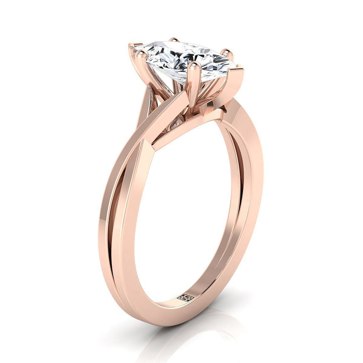 Delicate Twist Cathedral Solitaire Marquise, in 14K Rose Gold, prong setting – side profile | RockHer