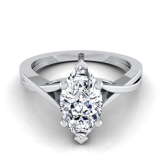 Delicate Twist Cathedral Solitaire Marquise, in Platinum, prong setting | RockHer