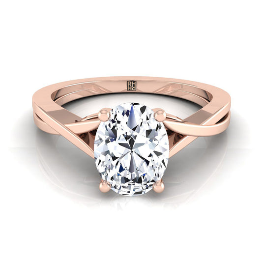 Delicate Twist Cathedral Solitaire Oval, in 14K Rose Gold, prong setting | RockHer