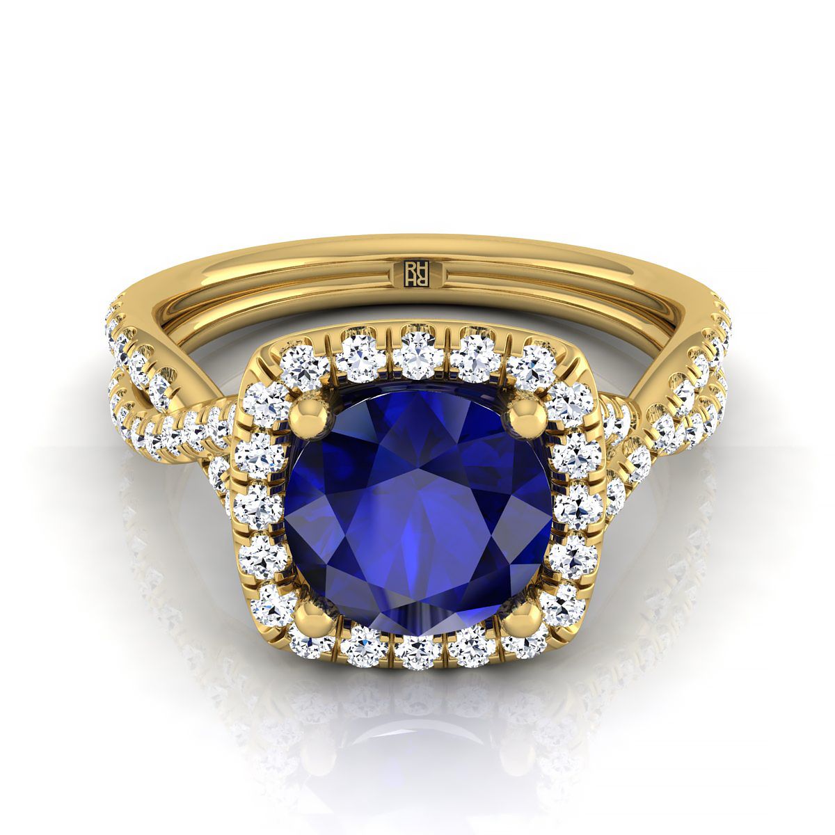 14K Yellow Gold Round Brilliant Antique Delicate Beaded Floral Halo and Leaf Engagement Ring -3/8ctw