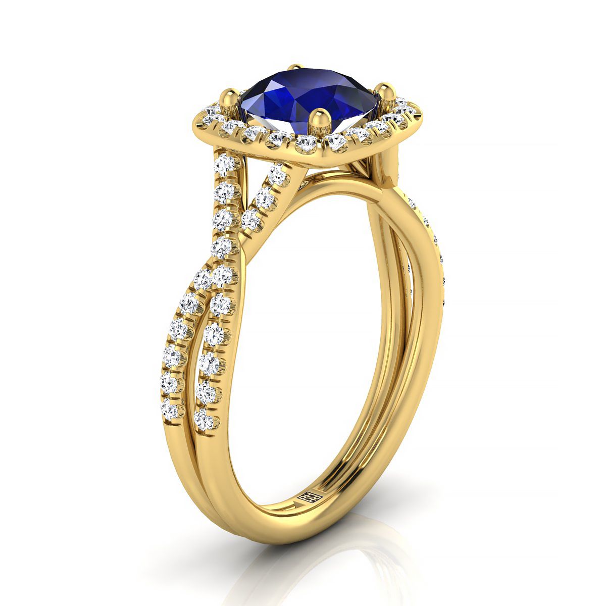 14K Yellow Gold Round Brilliant Antique Delicate Beaded Floral Halo and Leaf Engagement Ring -3/8ctw