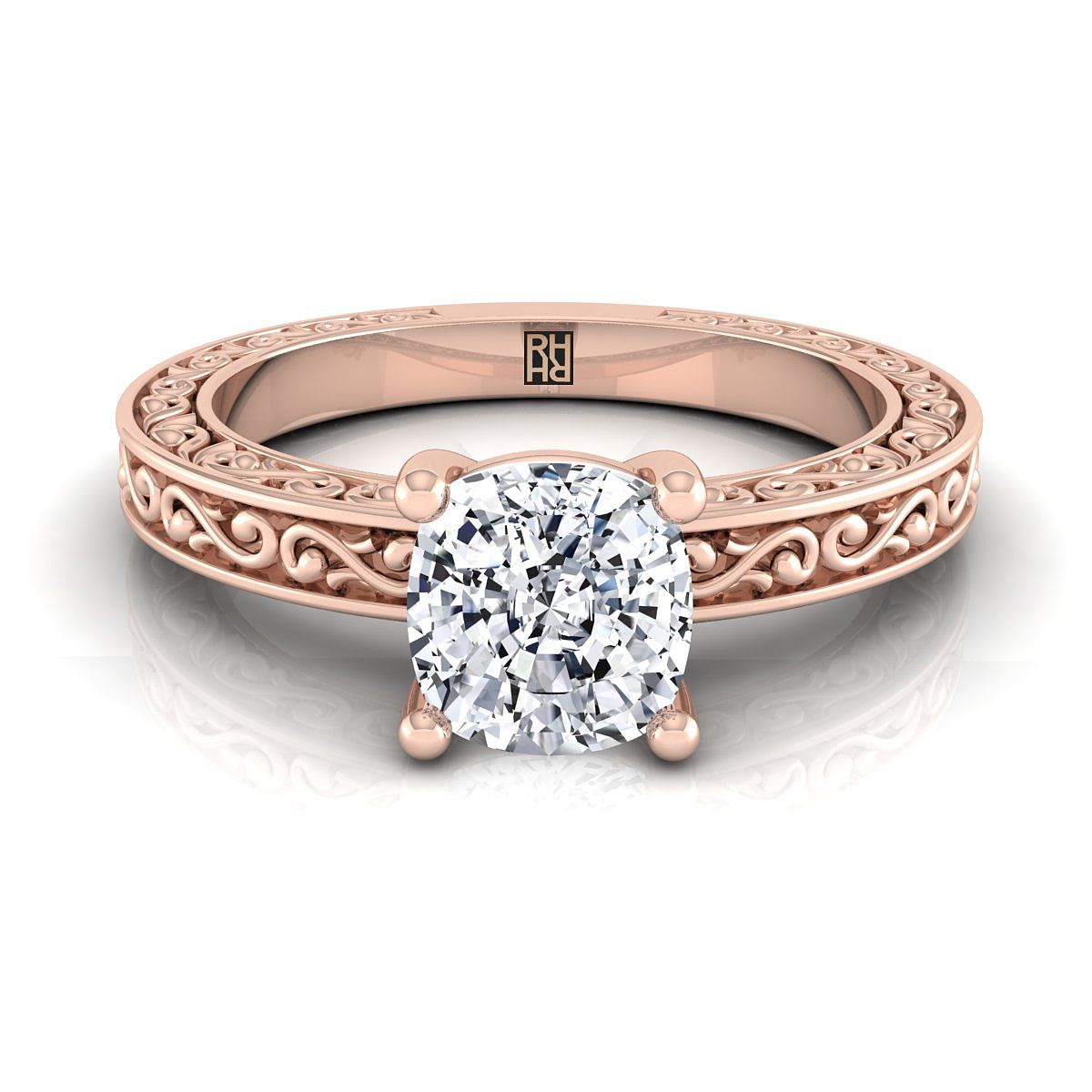 ตัวเรือนแหวนหมั้น Veronica ทรงคุชชั่น ทองคำชมพู 14K จาก RockHer